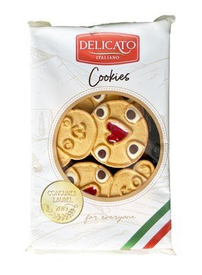 Печиво Delicato Italiano ведмедики з кремом та полуничним джемом, 200 г, 10 уп/ящ 2112431381 фото