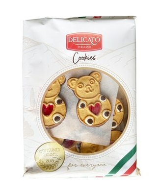 Печиво Delicato Italiano ведмедики з кремом та полуничним джемом, 500 г, 10 уп/ящ 2112432307 фото